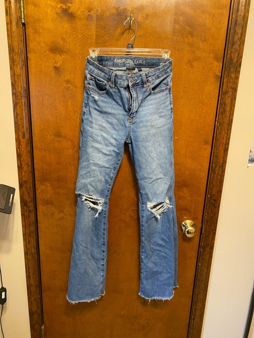 American Eagle Outfitters Light Blue Distressed Flare Jeans